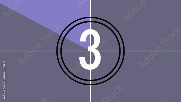 Fototapeta Film countdown illustration on retro looking number in old movie background.