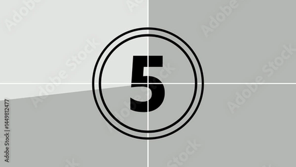 Fototapeta Film countdown illustration on retro looking number in old movie background.