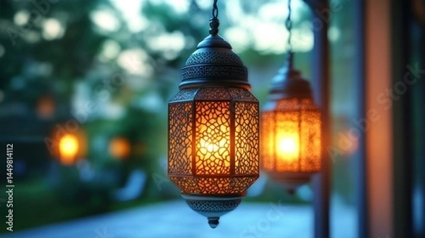 Obraz Ornate hanging lanterns, warm light