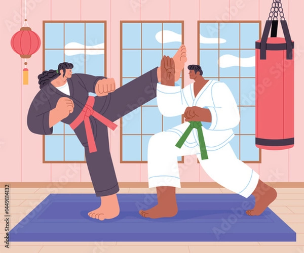 Obraz Flat Martial Arts Training Tatami Composition