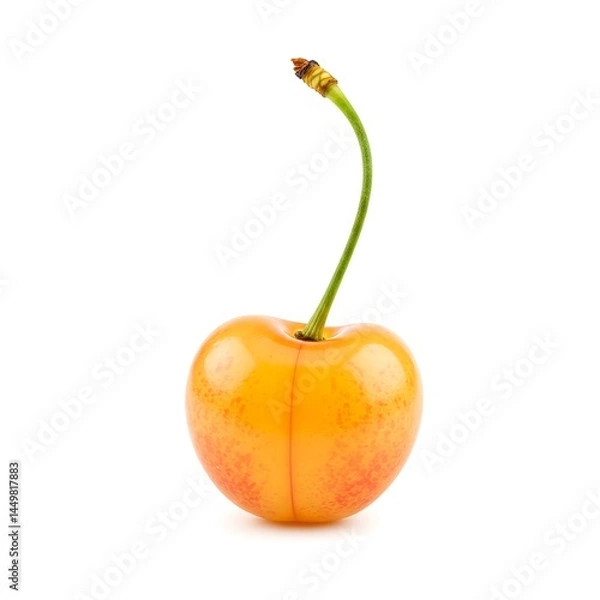 Fototapeta A single, ripe Rainier cherry, showcasing its vibrant yellow