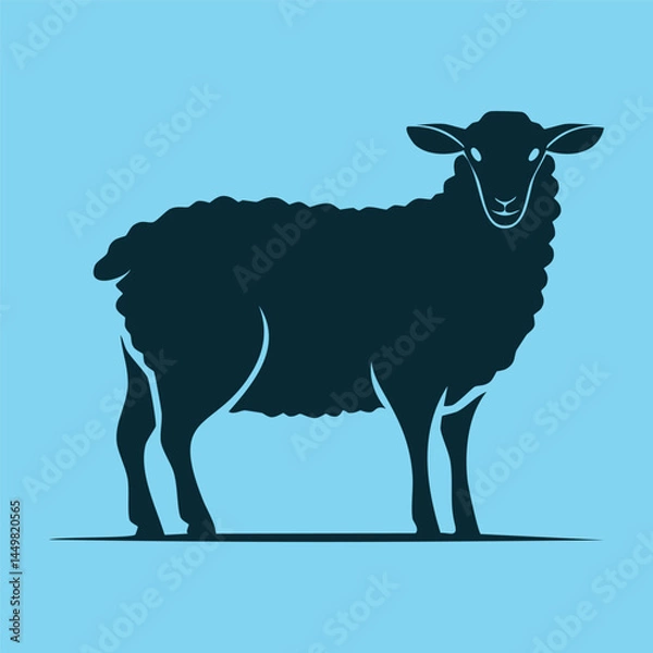 Obraz Simple Sheep Silhouette on Light Blue