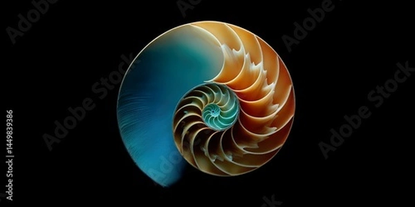 Fototapeta Vibrant Nautilus Shell Art Print Elegant Ocean Inspired Design Seashell Spiral Pattern Marine Life Illustration Artistic Coastal Decor Nature Fine Art
