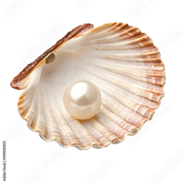 Fototapeta Pearl in Seashell Ocean Treasure Stock Photo on Transparent background