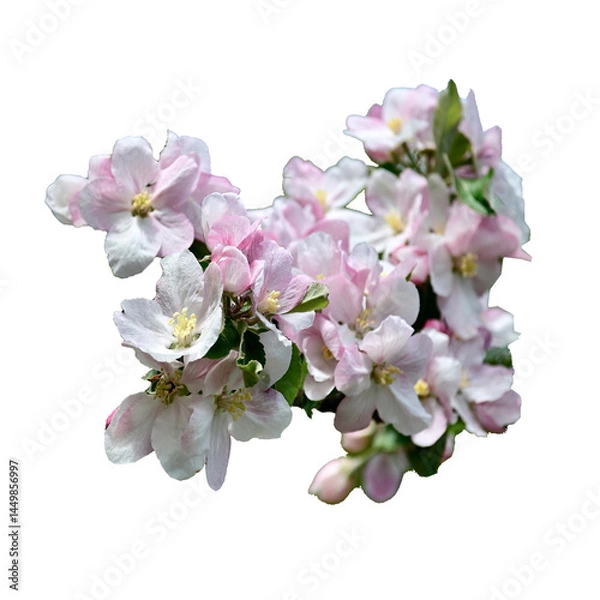 Fototapeta White Branch png. Branches png. Frame of branch. Magnolia, apple tree, white flower, Cherry blossom spring summer tree. Space for text, transparent background, cutout	