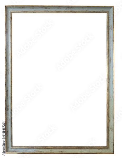 Obraz Vertical rectangle old vintage wooden picture frame. Retro grunge empty wall border on transparent background.