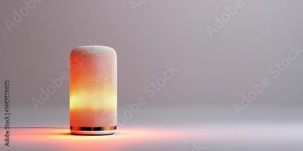 Fototapeta Modern voiceactivated home assistant glowing in soft light