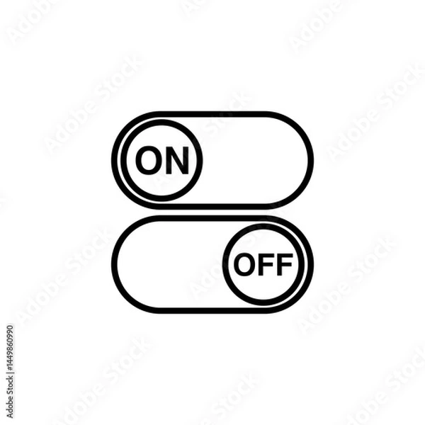 Obraz switch button on off icon, simple flat style, illustration, logo sign symbol pictogram template, for ui or ux isolated on white for mobile app, editable