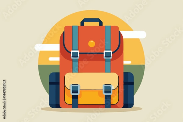 Fototapeta Colorful Cartoon Backpack Ready for Adventure
