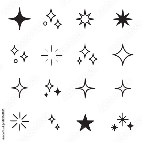 Obraz A set of flashes for webtoon comics style. Shining sparks vector illustration 
