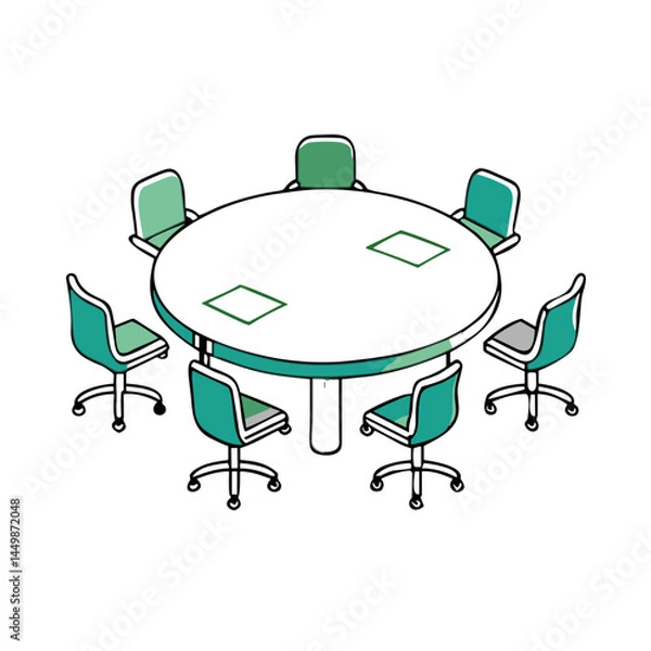 Obraz Round Conference Table Icon for Meeting Room Booking Apps, Corporate Office Websites, Team Collaboration Platforms and Business Event Management