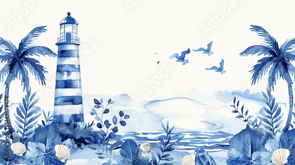 Obraz lighthouse on the tropical beach background 