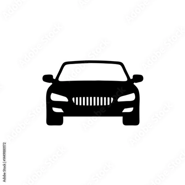 Fototapeta Iconic silhouette of a car facing forward on a plain background  