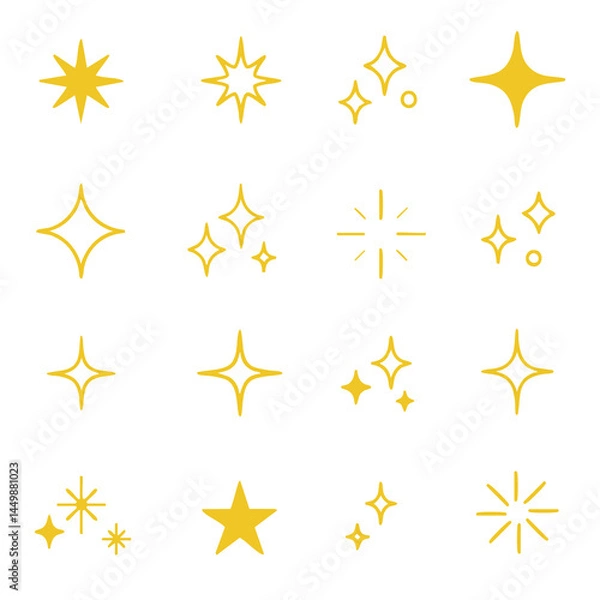 Obraz Shiny star set for comics of webtoon vector illustration set.