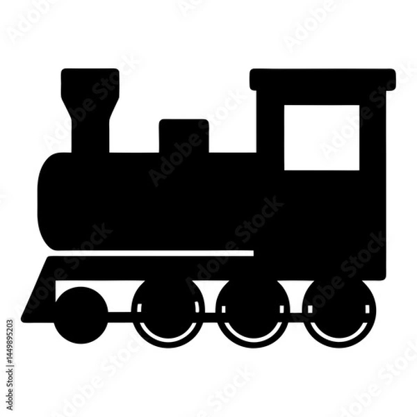 Fototapeta Simple and stylized black silhouette illustration of an old steam train
