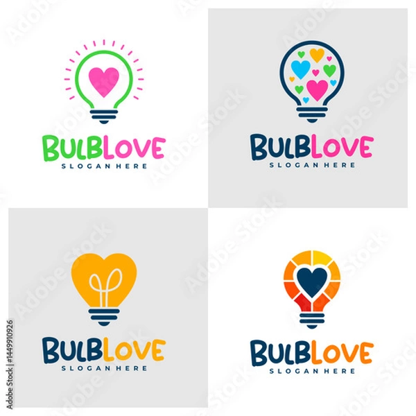 Obraz Set of Bulb Love logo design concept vector. Love Bulb Logo Design Template. Creative Symbol. Icon