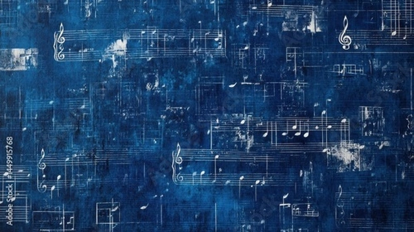 Fototapeta blue music sheet background texture