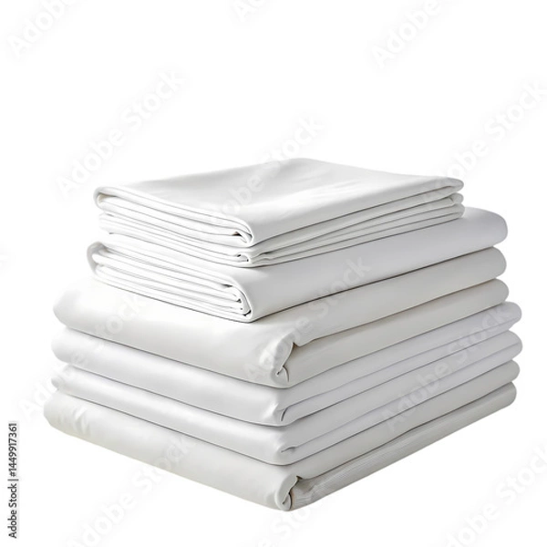 Fototapeta White Cotton Sheets Soft Comfortable Bedding on Transparent background