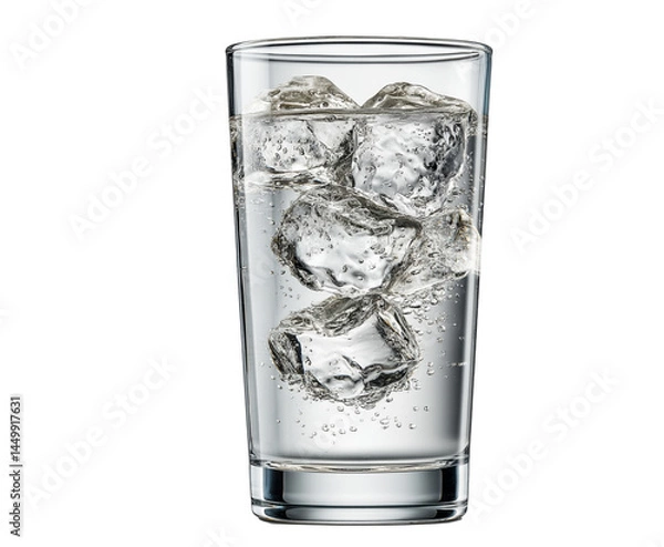 Fototapeta Cold water with ice in a glass