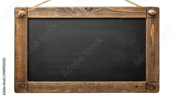 Fototapeta empty blackboard with a vintage wooden frame, perfect for educational or creative use.