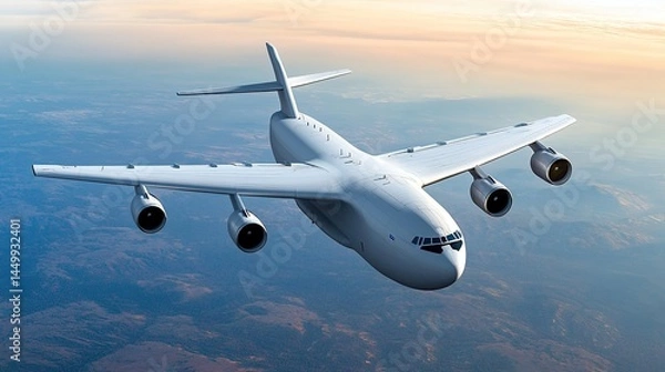 Fototapeta A futuristic cargo jet plane with advanced aerodynamics in mid-flight.