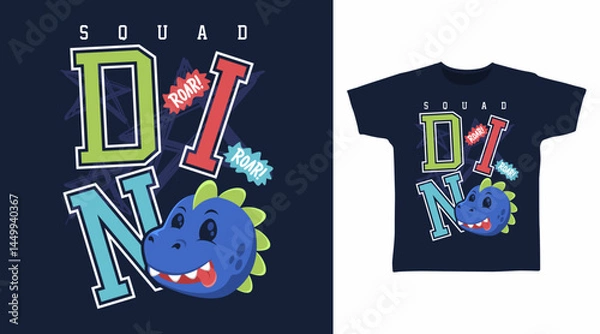 Obraz Squad dino typography hand drawn vector, ready for print on t shirt and other uses