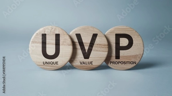 Fototapeta Wooden tiles displaying unique value proposition.