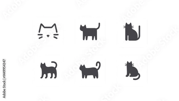 Fototapeta Simple Cat Icons A Collection of Minimalist Cat Illustrations