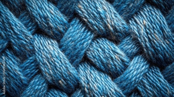 Fototapeta Close-up view of intricate braided, deep blue textile.