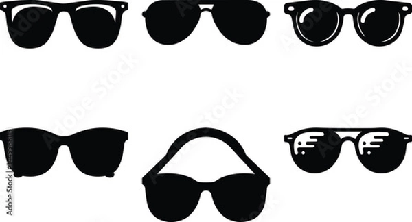 Obraz Summer sunglass bundle silhouette vector art design