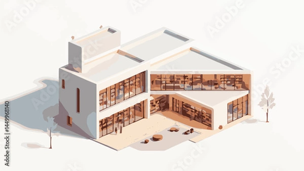 Obraz house or office architecture on a white background
