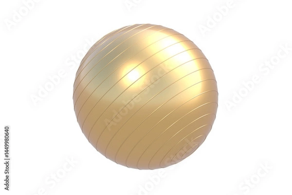 Fototapeta Golden fitness ball isolated on white background. 3d render