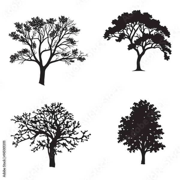 Fototapeta set of trees silhouettes