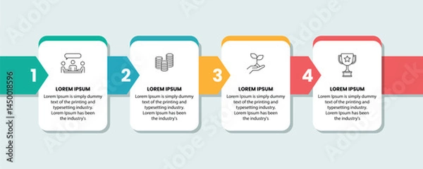 Fototapeta business-infographics-template, Four-Step Business Process infographic with icons, Modern business infographic design template with 4 steps