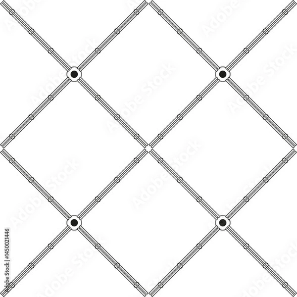 Obraz Abstract geometric elements and thin black lines running diagonally form a grid. Background for postcards, presentations, websites, textiles.