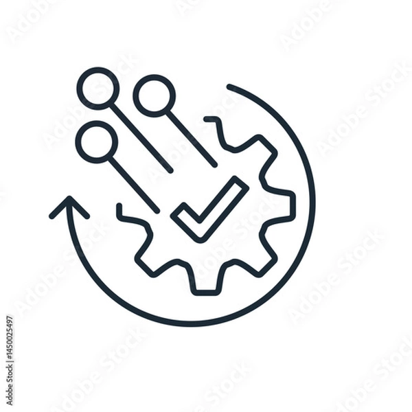 Obraz Automation of the process.Technology development , innovation concept, system integration, software business, technical support,  solution.Vector illustration, icon isolated on white background.