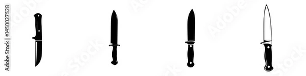 Fototapeta Different types of knives displayed in a series, showcasing various designs and shapes for culinary purposes