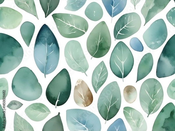 Fototapeta green leaves seamless pattern, abstract, wallpaper