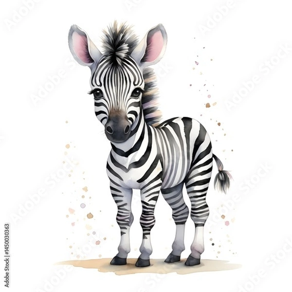 Fototapeta cute water color illustration of zebra