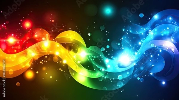 Fototapeta Vibrant, colorful, abstract design with glowing, flowing lines.