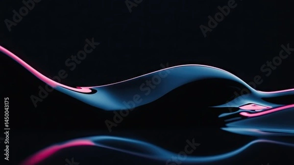 Obraz Fluid, dark shapes with vibrant neon accents.