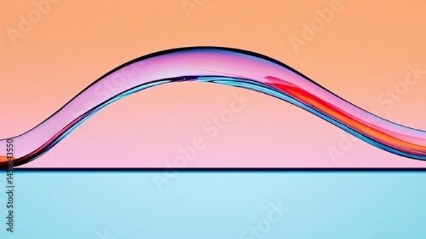 Fototapeta Abstract, vibrant fluid form design on a soft color background.