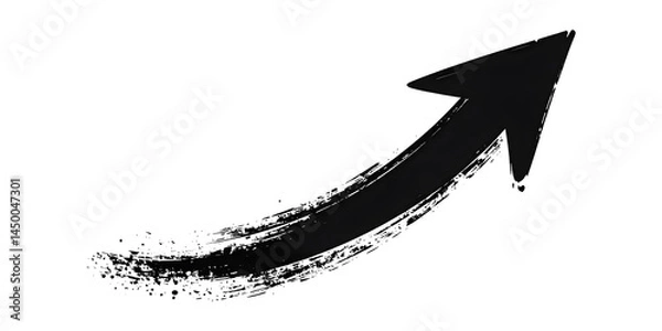 Fototapeta Painted Black Arrow Pointing Upward with Brushstroke Texture