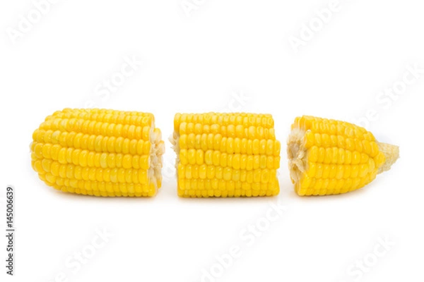 Obraz Boiled corn isolated on a white background.