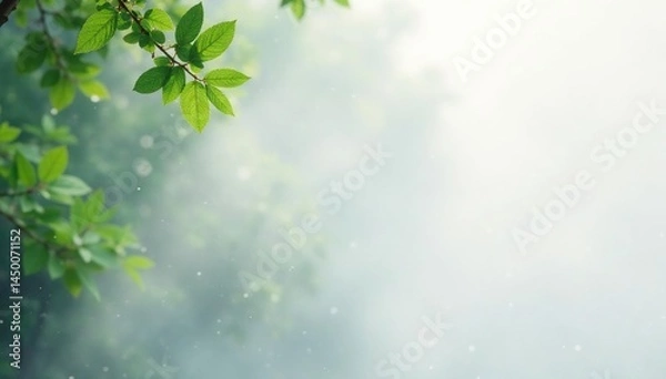 Fototapeta Gentle rain, fine mist, pristine white backdrop , airy, photography, peaceful
