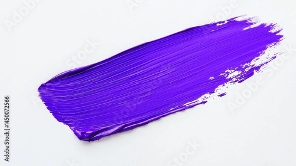 Obraz Purple brush stroke of oil paint isolated on white background. Hand drawing brush line. Colorful realistic modern design element