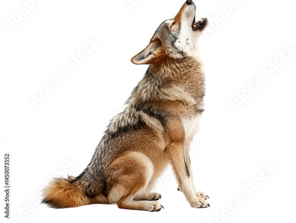 Fototapeta Isolated Coyote Howling Upward