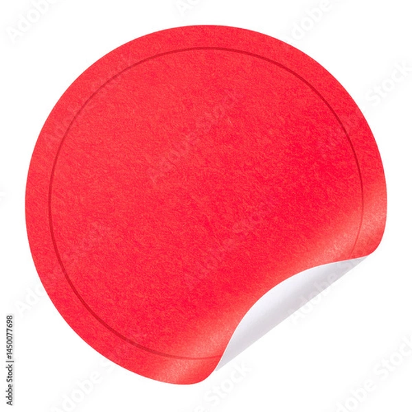 Obraz Blank red round adhesive paper sticker label isolated on white background 