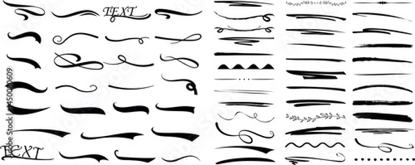 Obraz Decorative swirl, flourish, and underline vector collection for elegant design. ornament set includes calligraphic divider, swoosh, and curve elements for invitations, frames, logos, vintage projects