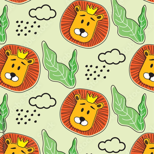 Obraz children's pattern with safari lion
